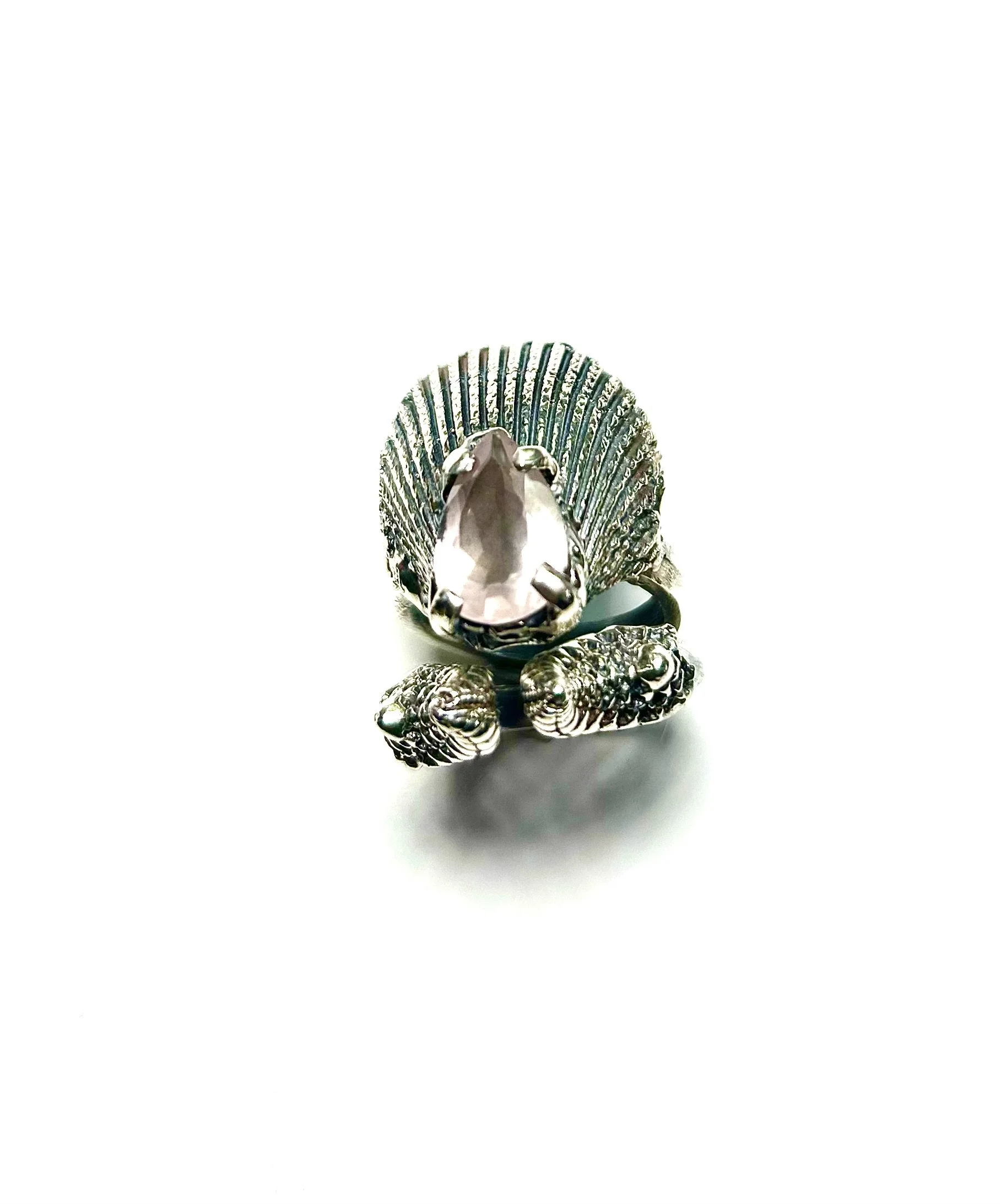 Venus pink quartz seashell ring — Eilisain Jewelry